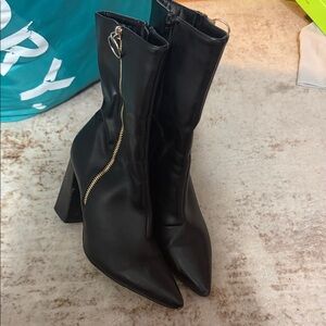 Black Zipper Ankle Boots